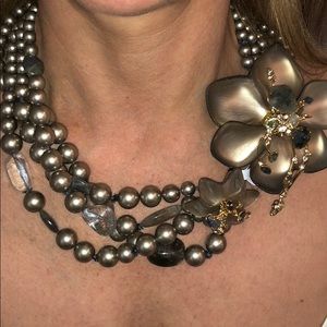Gray Floral Pearl Alexis Bittar Necklace